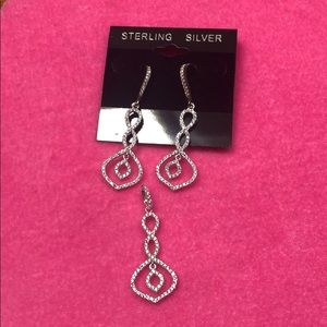 Set earrings/charm 925 SS with stones